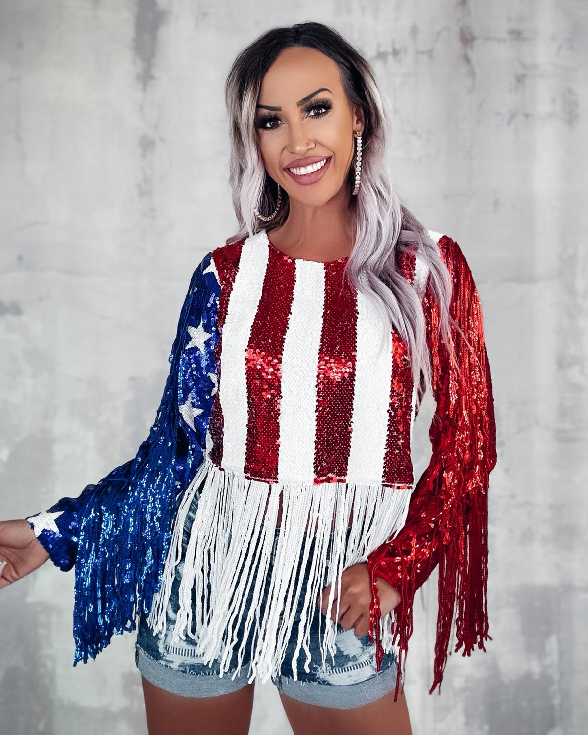 USA Sequin Top - Red/White/Blue