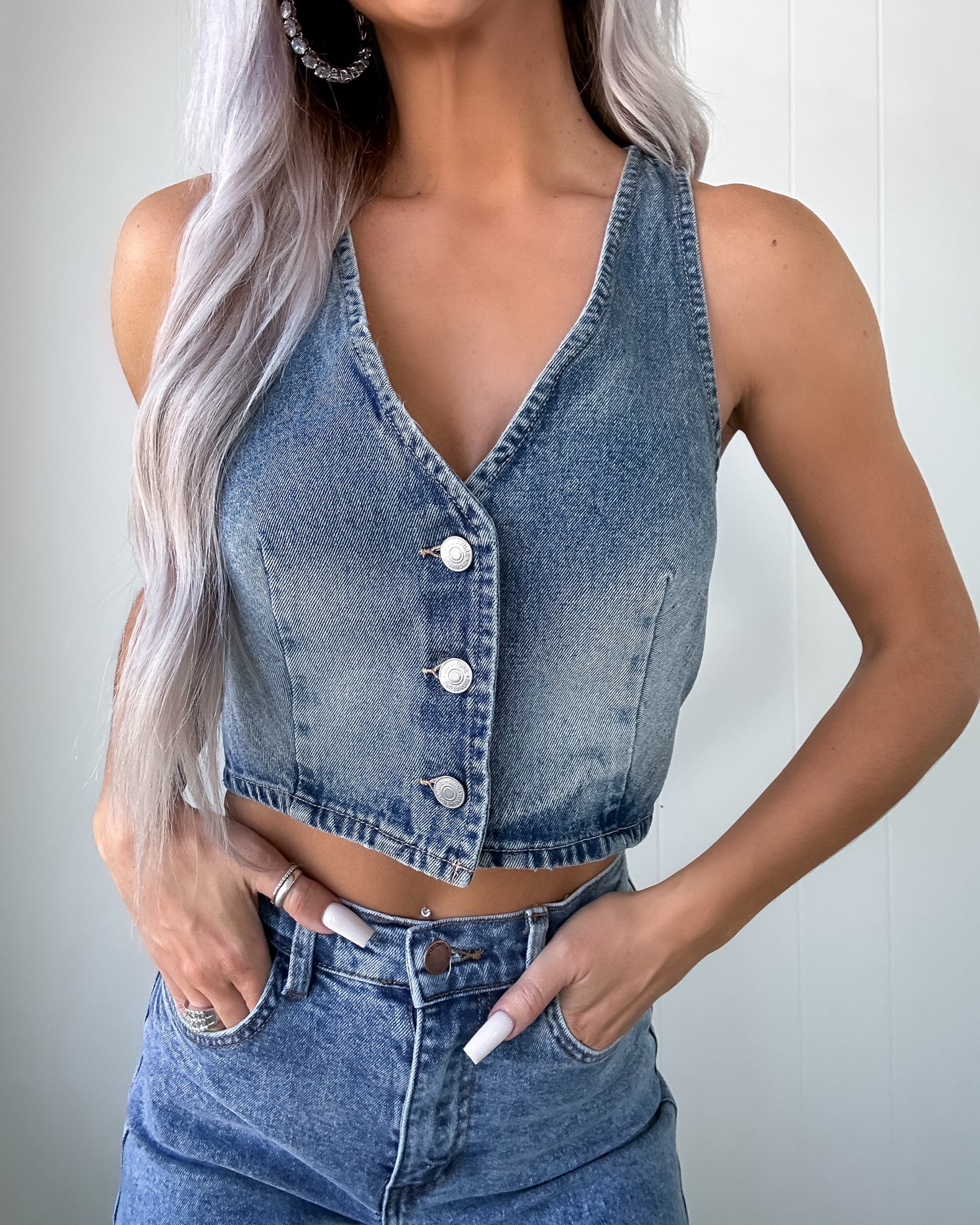 Made It Open Back Vest - Denim