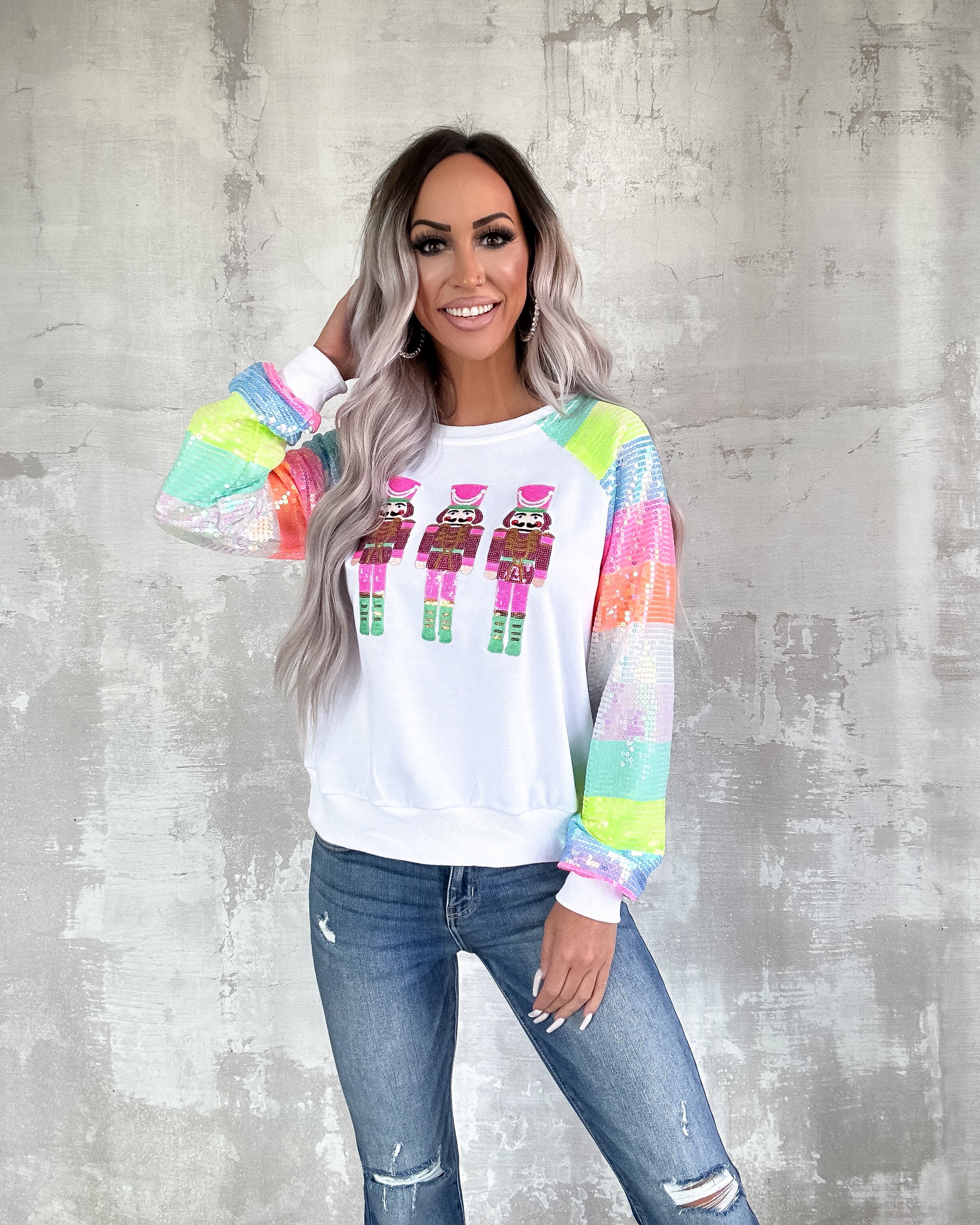 Sequin sleeve sweatshirt online