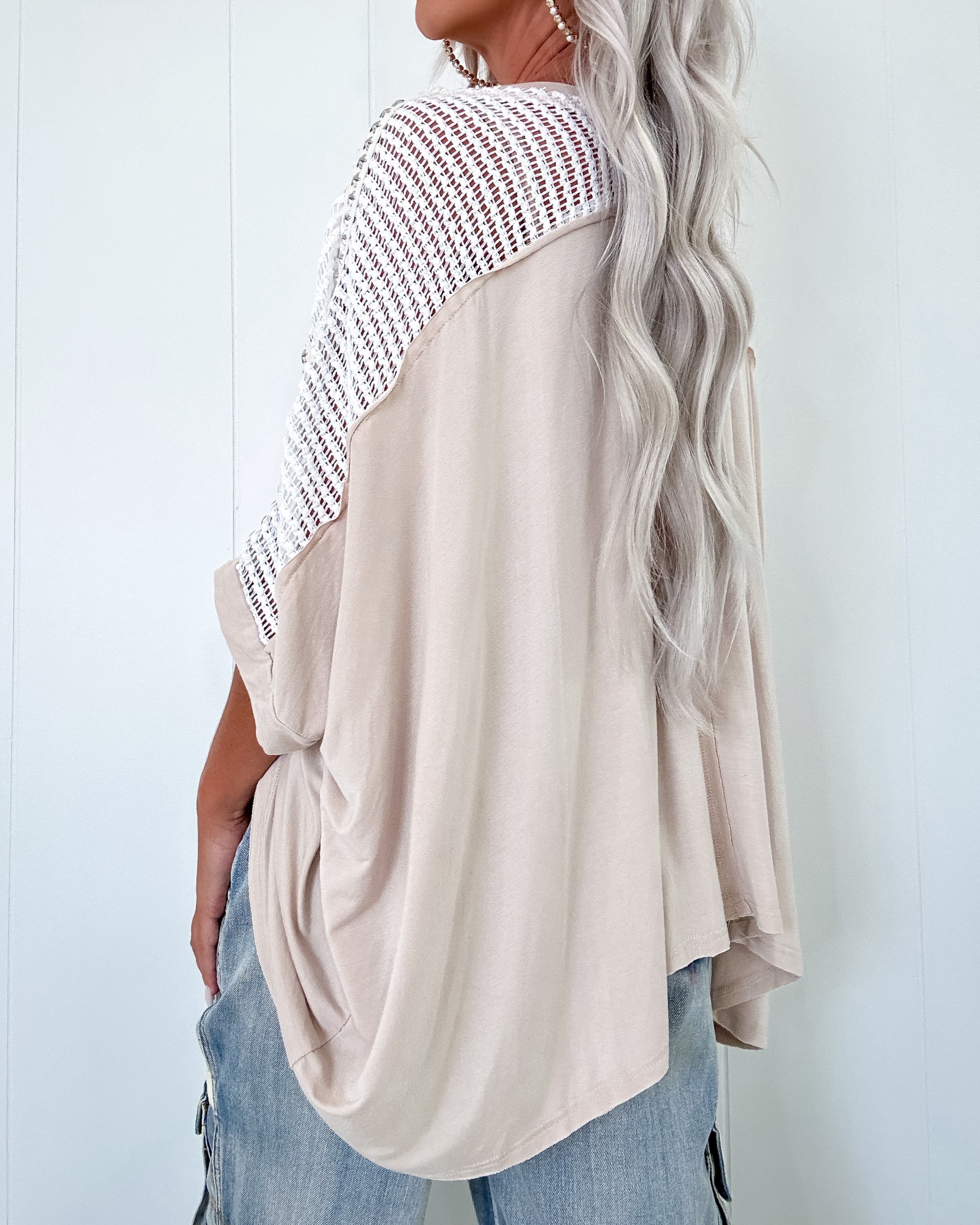 Dream Weaver Oversized Crochet Top - Oatmeal