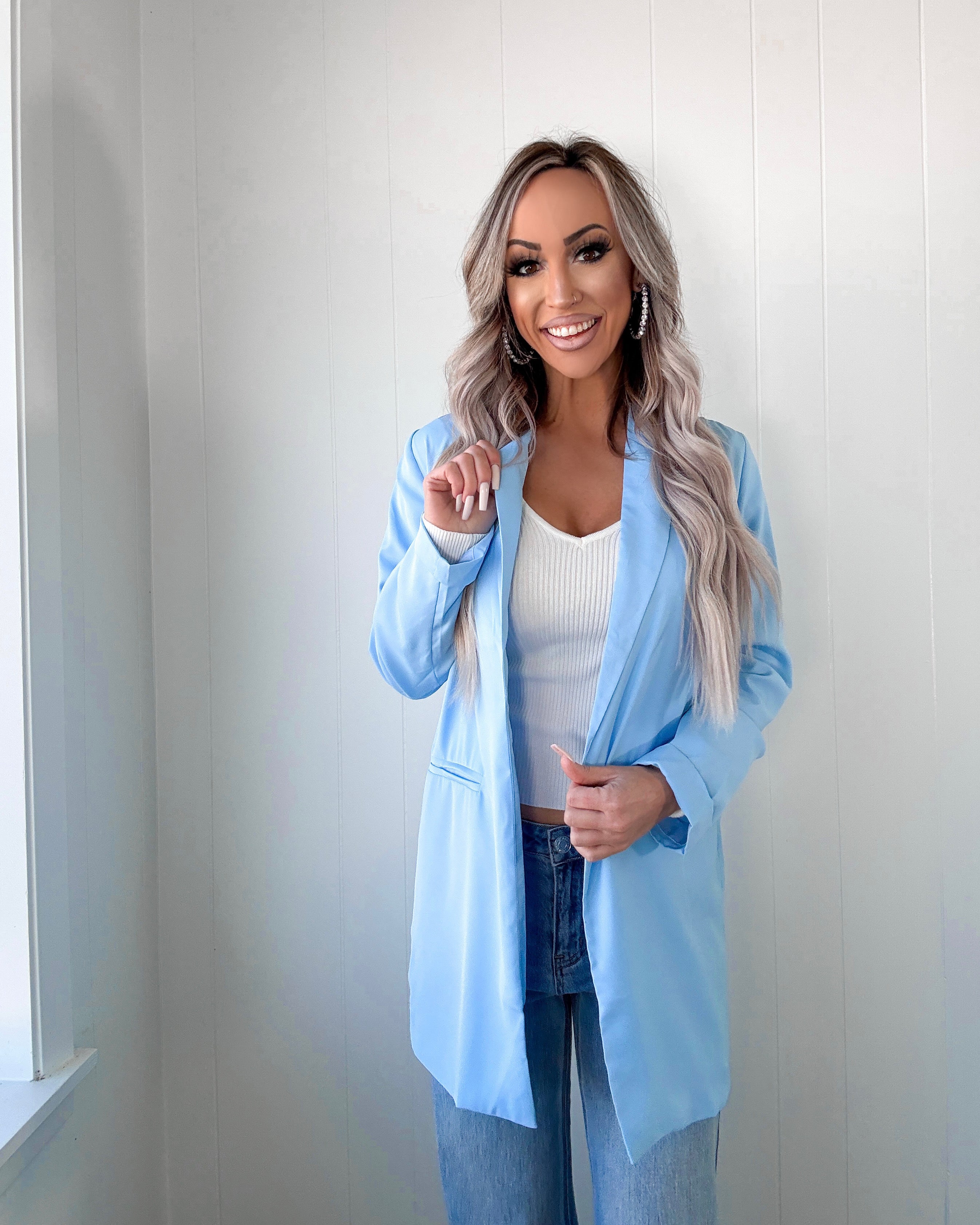 Spring Soirée Oversized Blazer - Blue