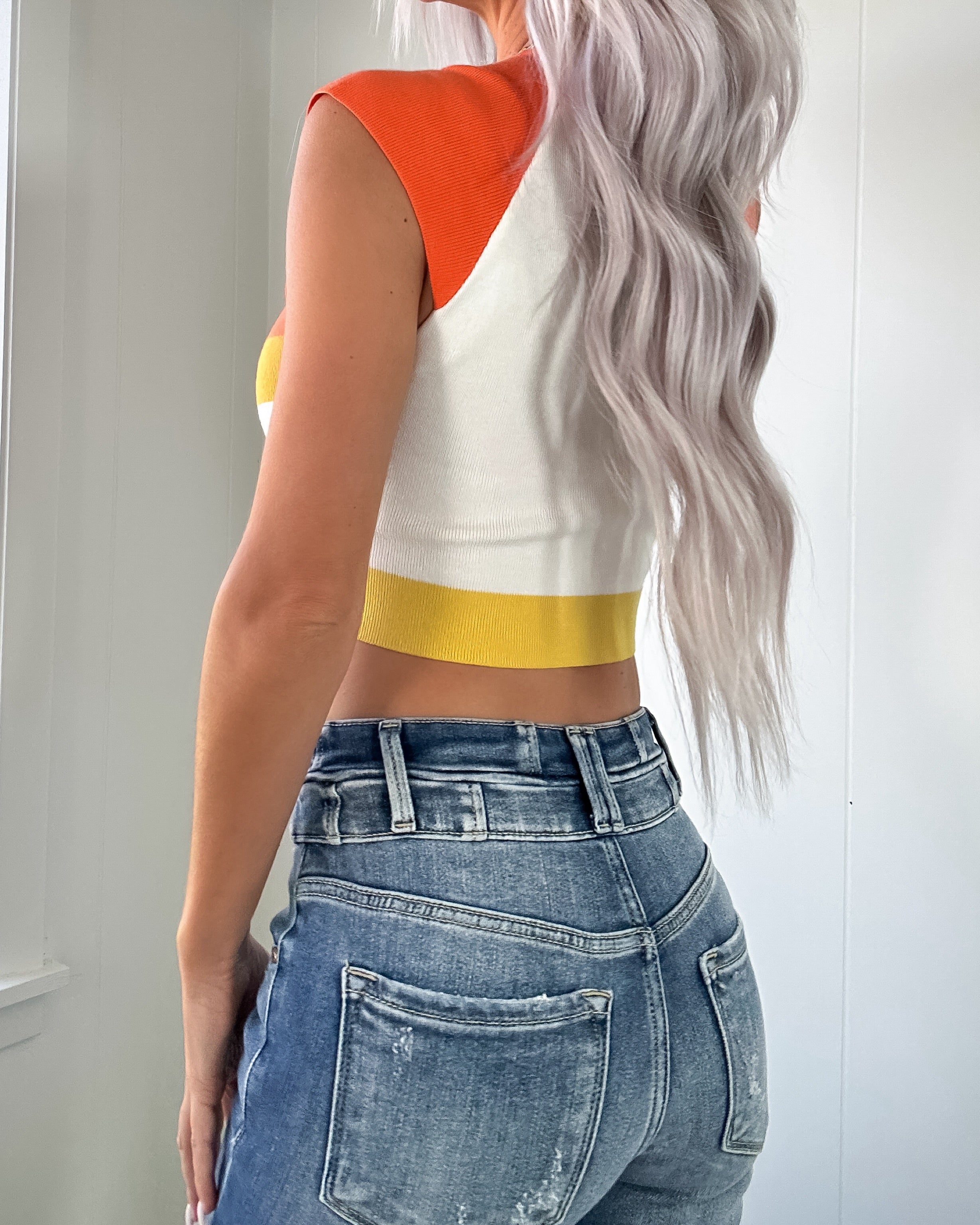 Candy Corn Cutie Stripe Crop Tank - Orange