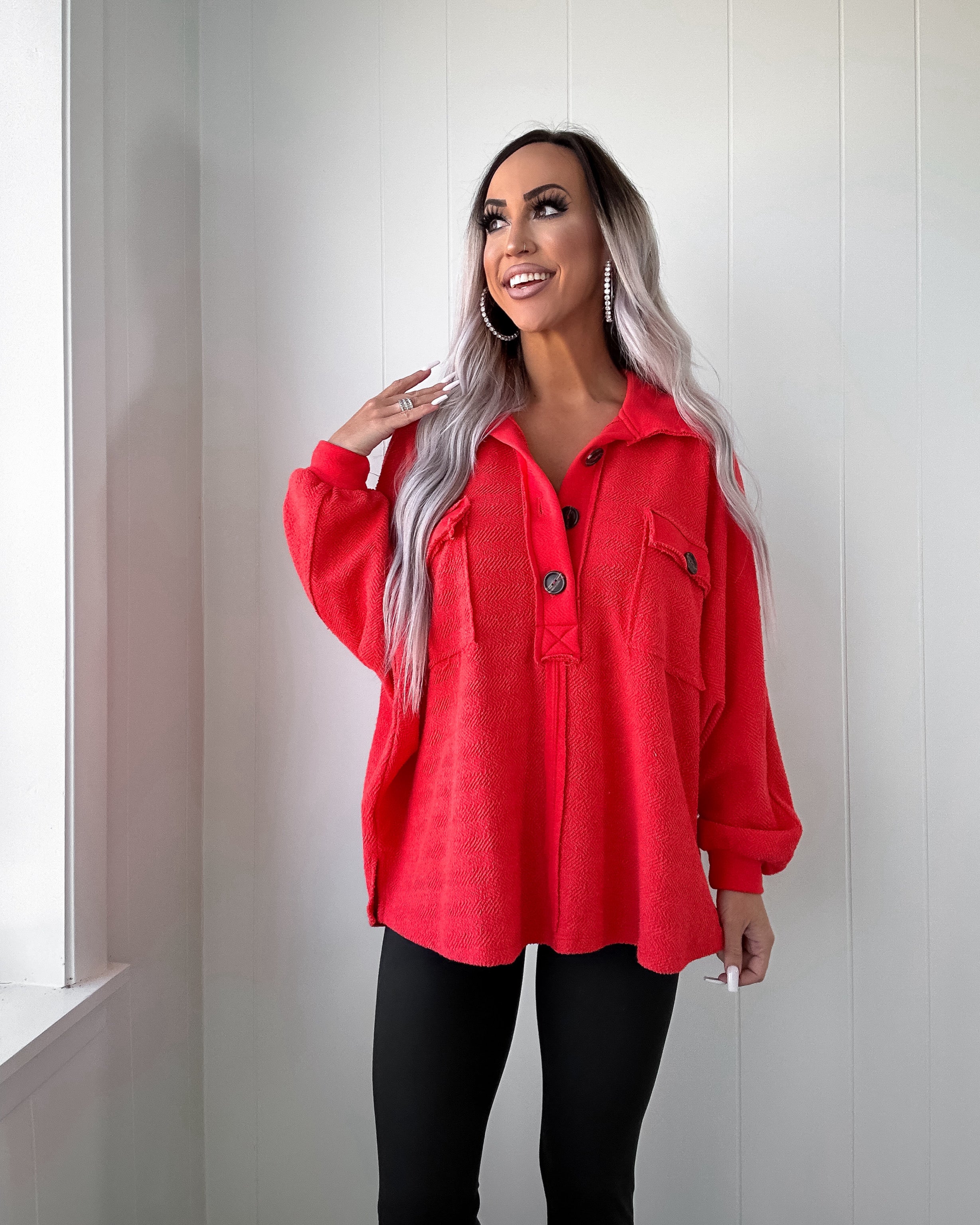 Fireside Feels French Terry Top - Red