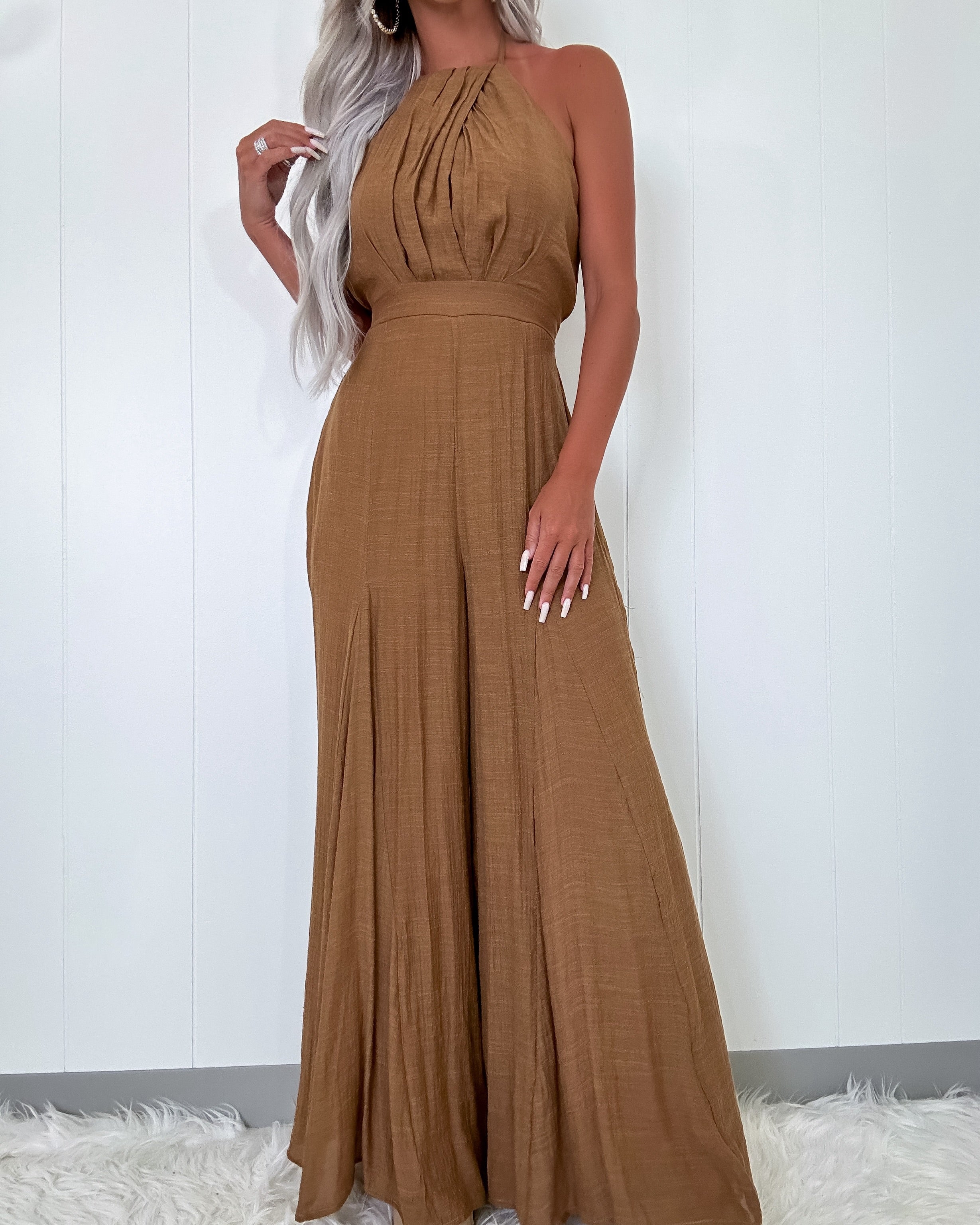 Made For This Halter Jumpsuit - Brown