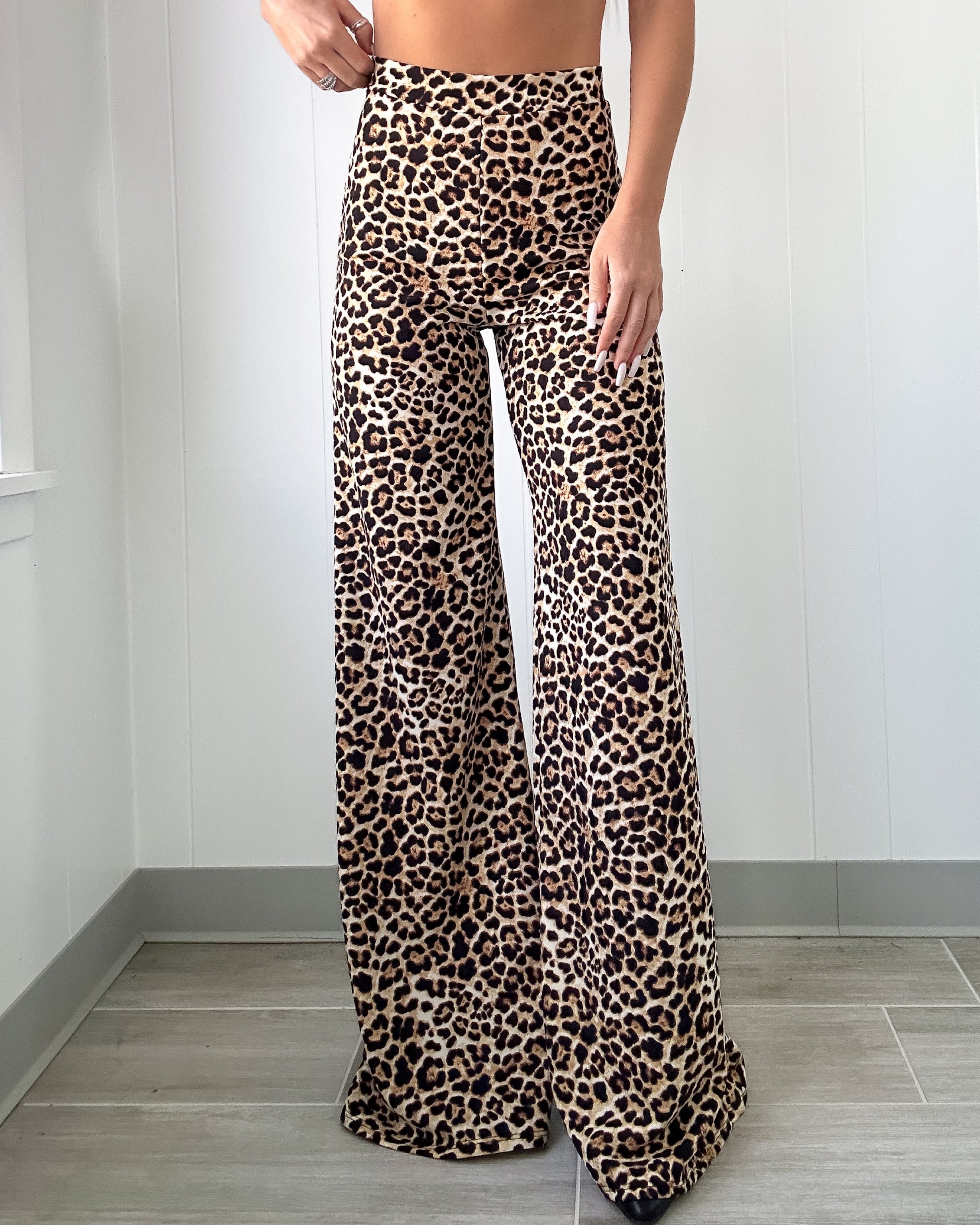 Wild Vibes Wide Leg Pants - Leopard