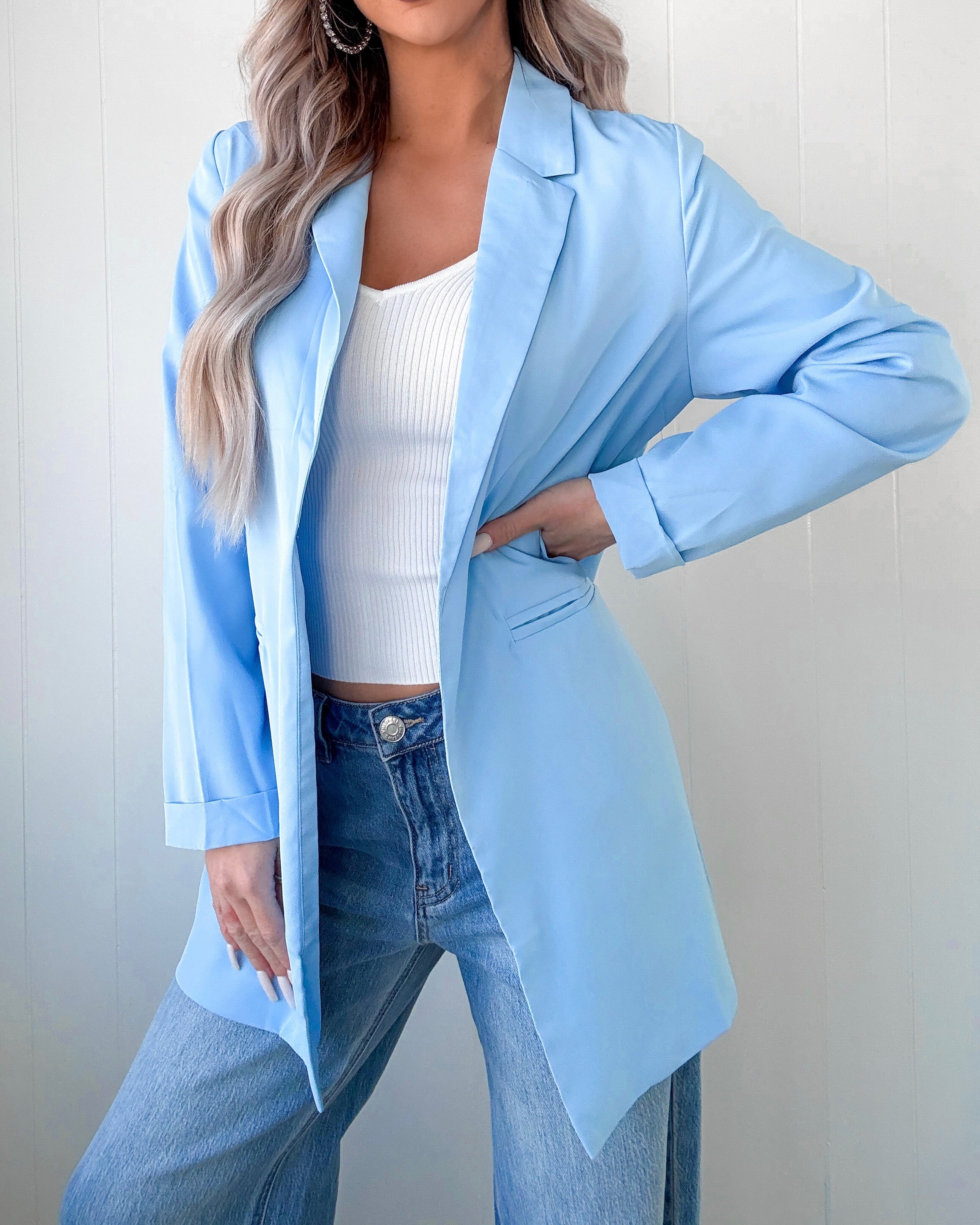 Spring Soirée Oversized Blazer - Blue