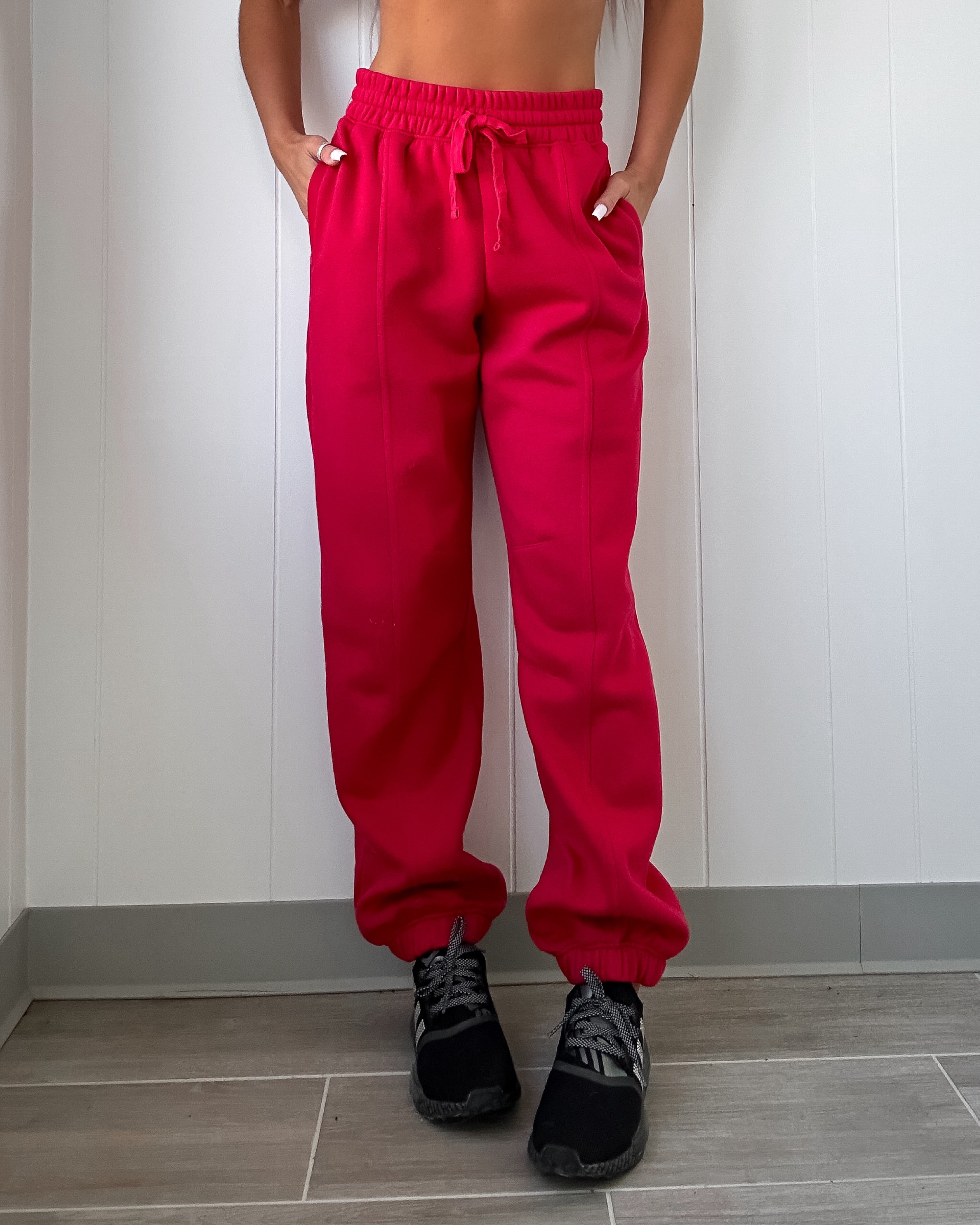 Casual Love Fleece Joggers - Red