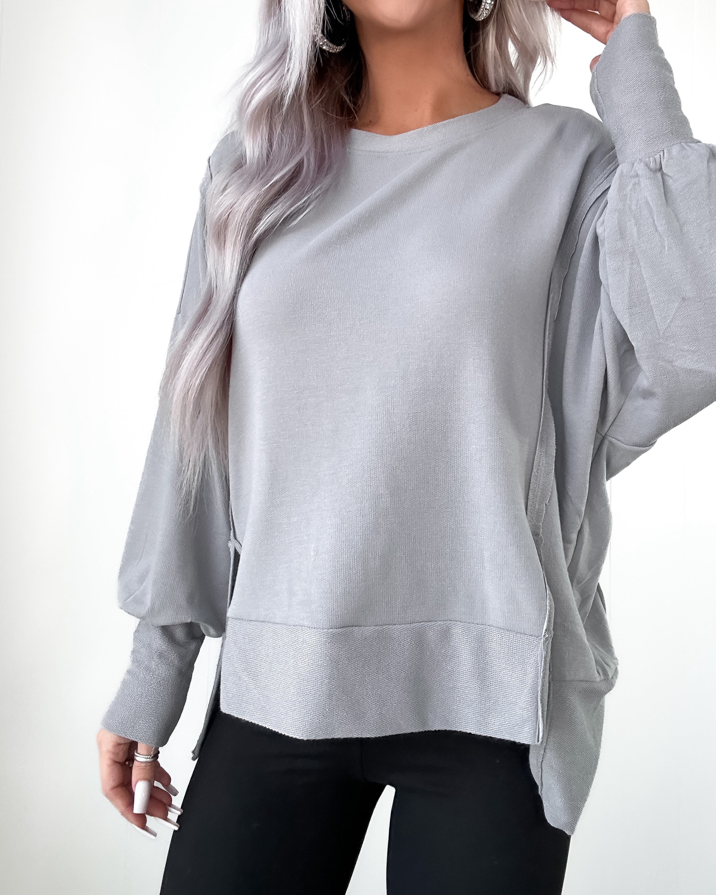 DOORBUSTER Grey Side Slit Sweatshirt