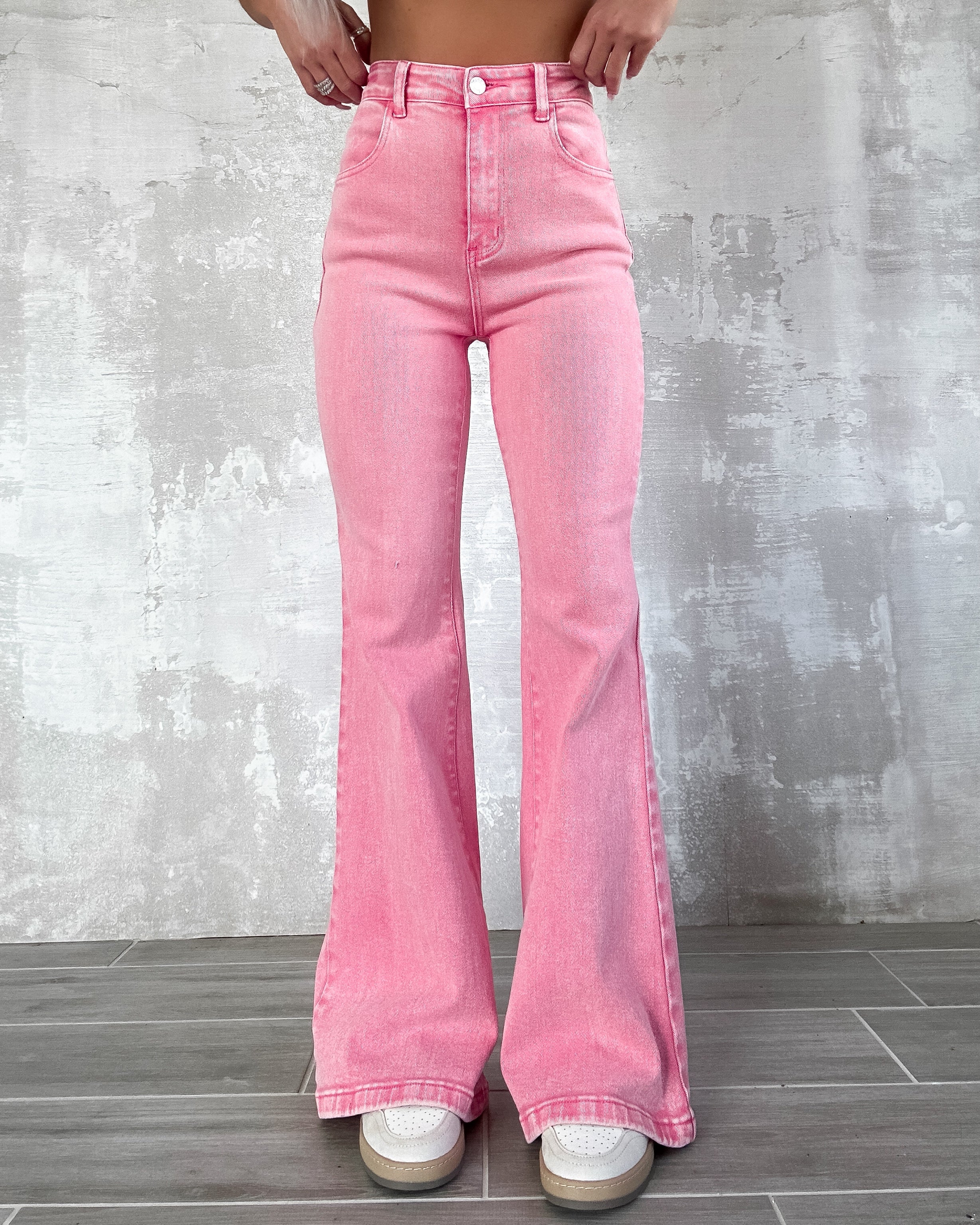 Darcy Twill Flare Pants - Pink