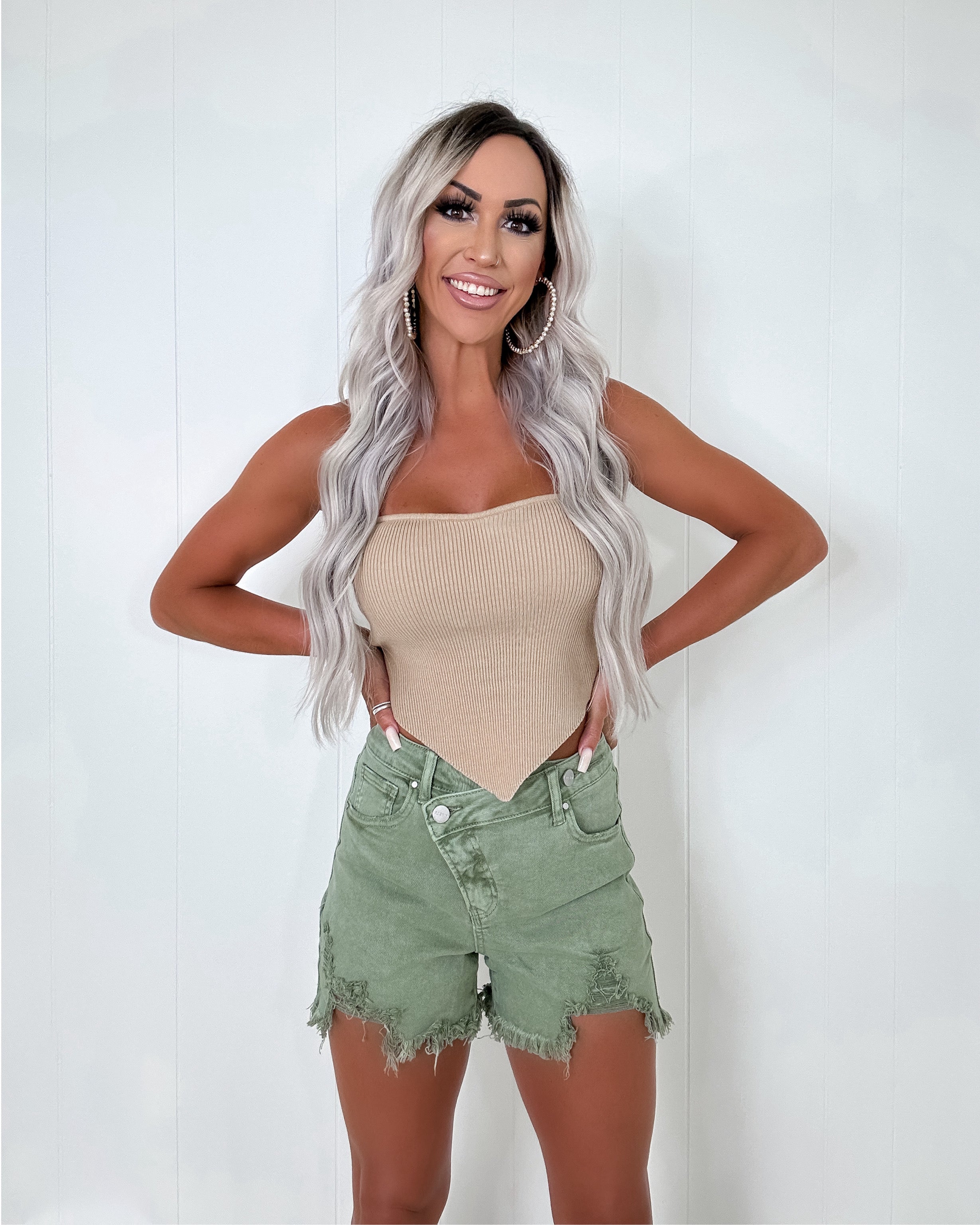 Care Free Cross Over Shorts - Olive