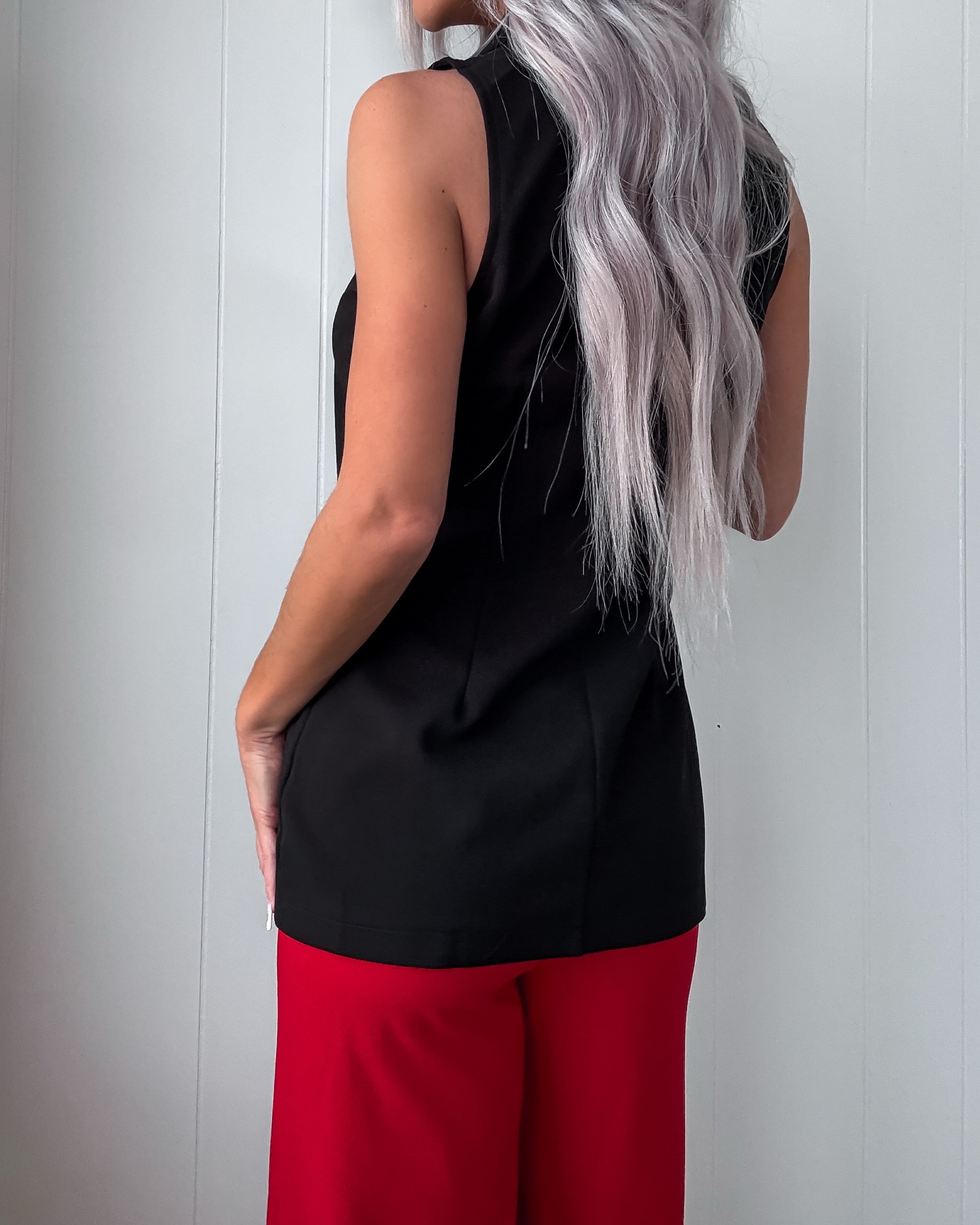 Spontaneous Success Sleeveless Blazer Top - Black