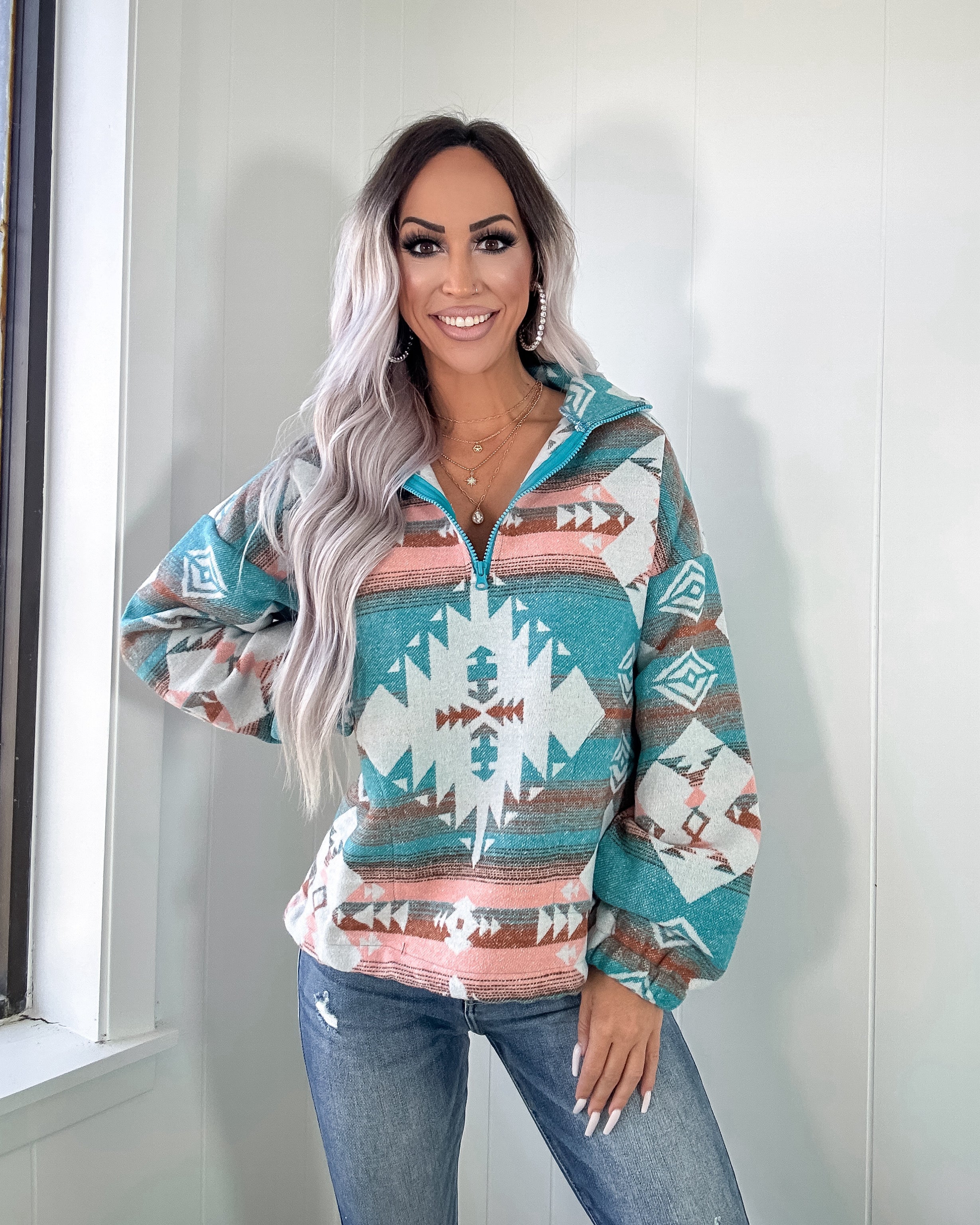 Taquera Rosa Aztec Pullover