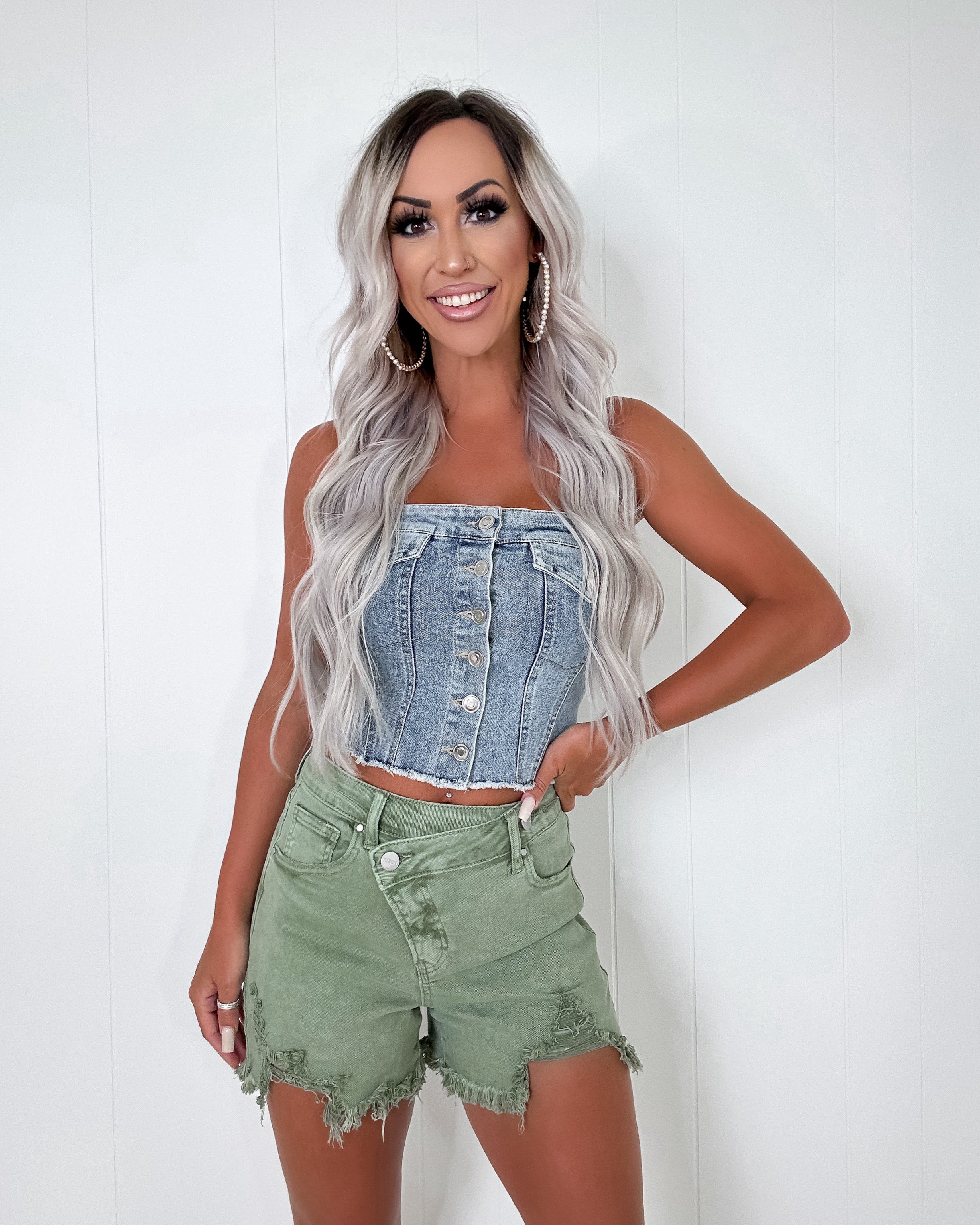 Care Free Cross Over Shorts - Olive