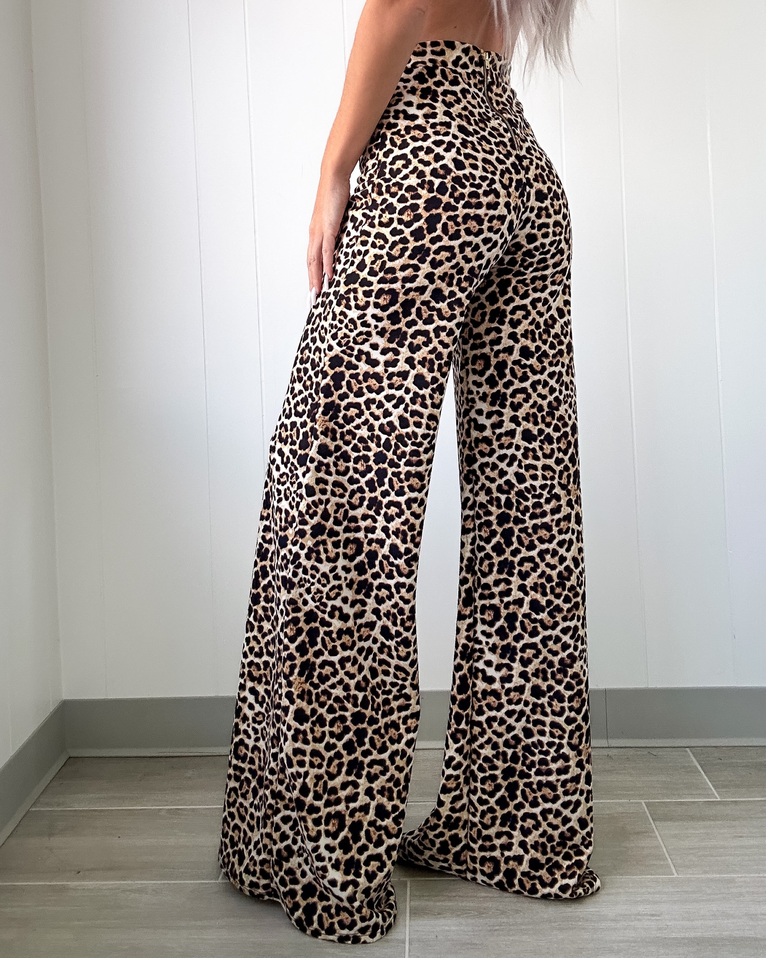 Wild Vibes Wide Leg Pants - Leopard