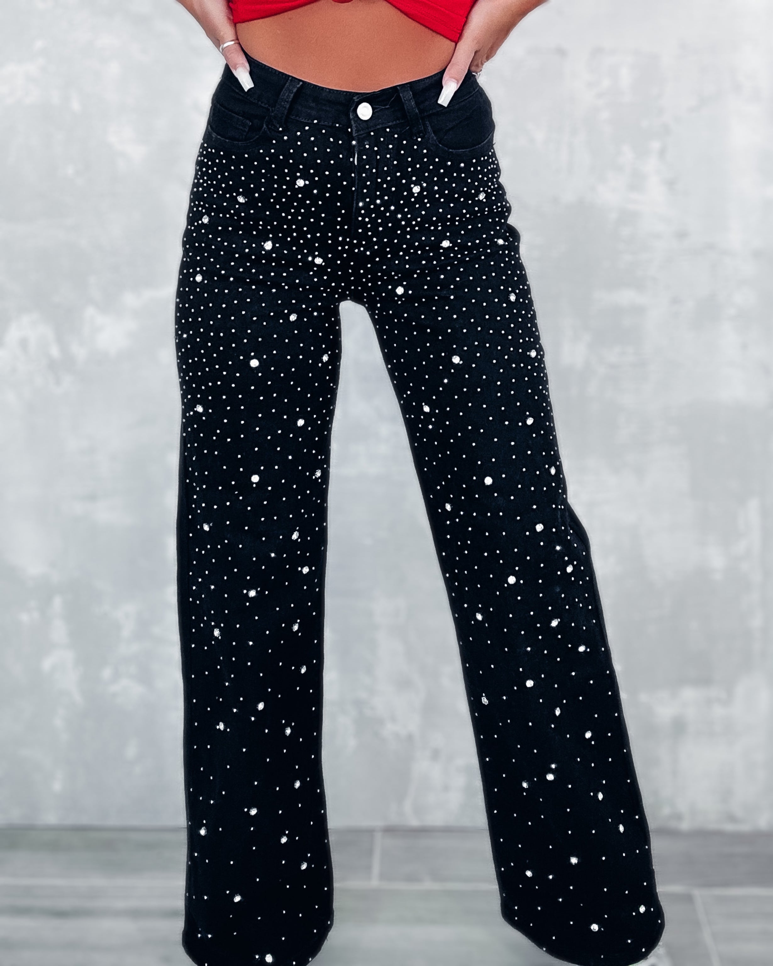 LLC T - Glam Sparkling Denim Bar Black | Jeans Girl Boutique