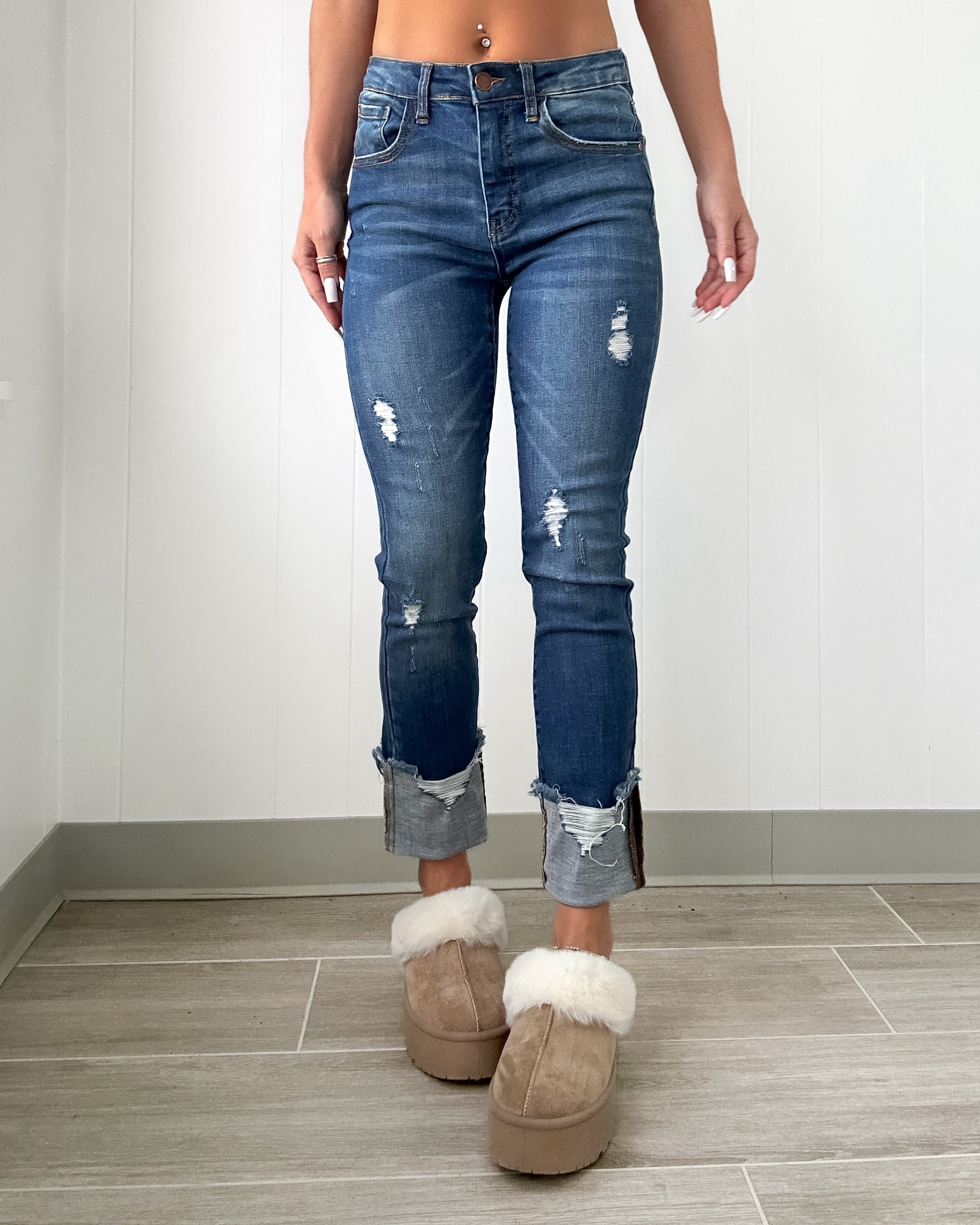 DOORBUSTER Charlie Frayed Cuff Ankle Jeans