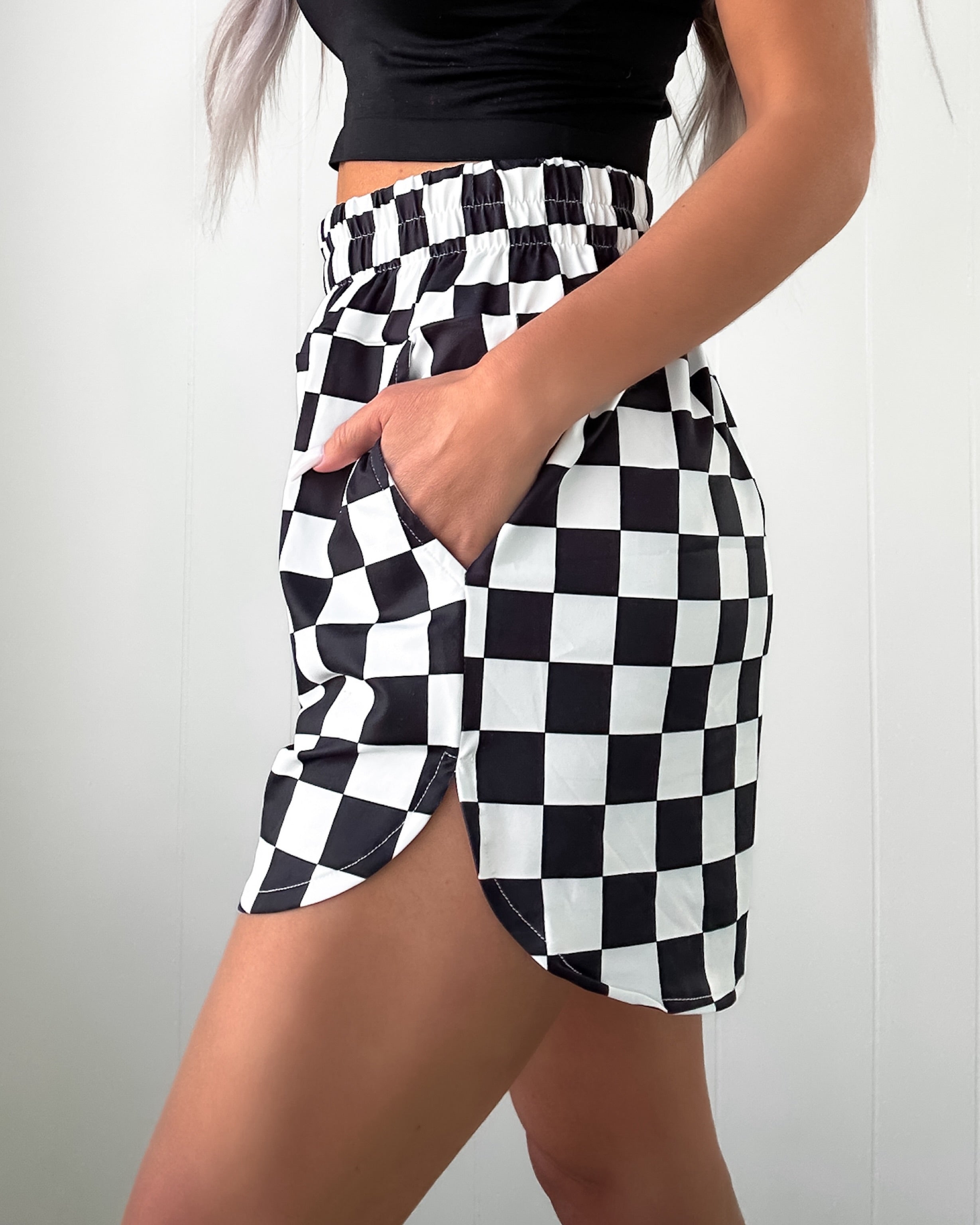 DOORBUSTER Black Checkered Short