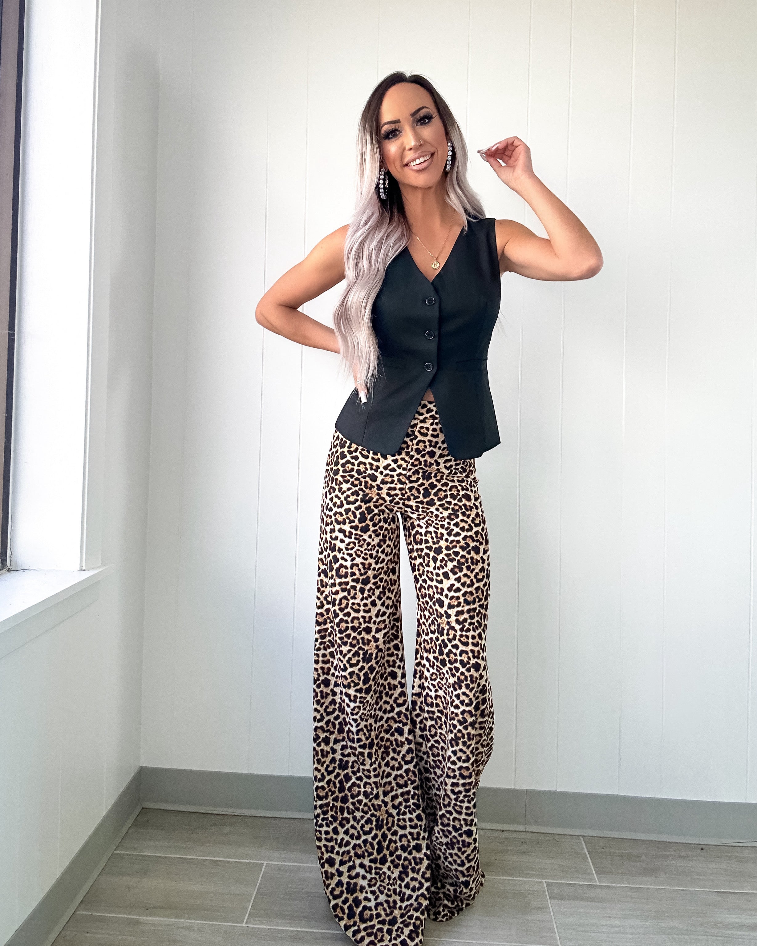 Wild Vibes Wide Leg Pants - Leopard