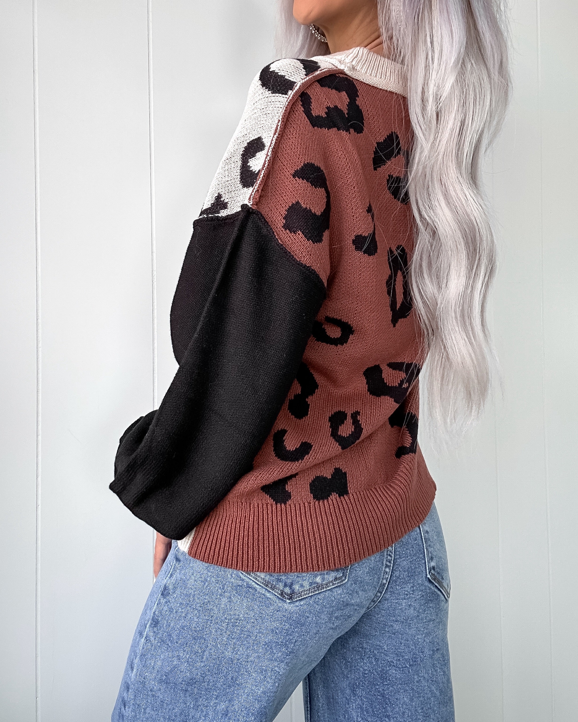 Always You Colorblock Sweater - Leopard