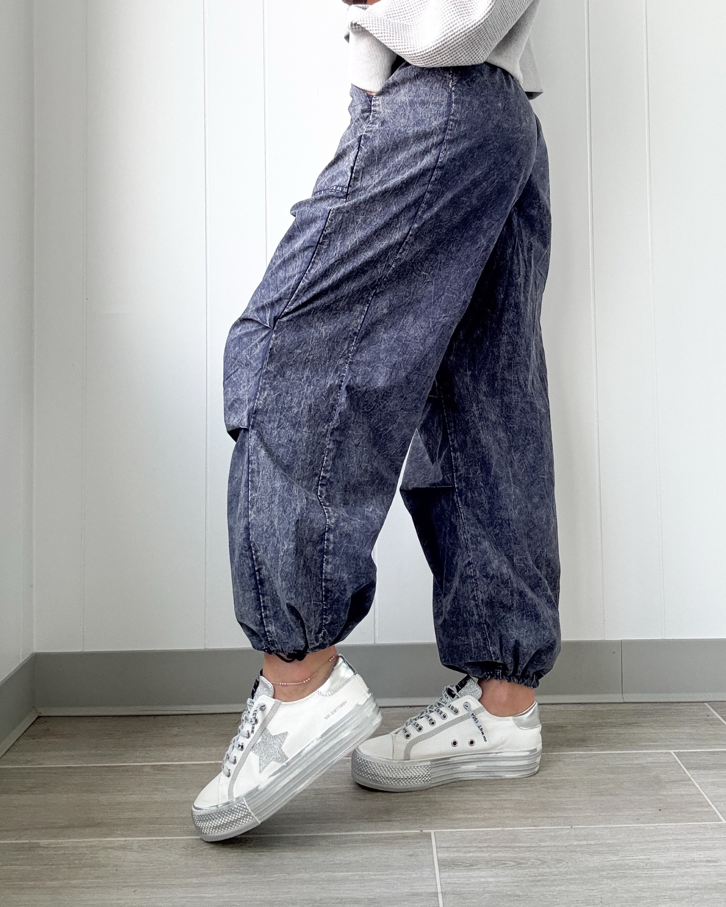 Not Letting Go Jogger Pants - Acid Denim