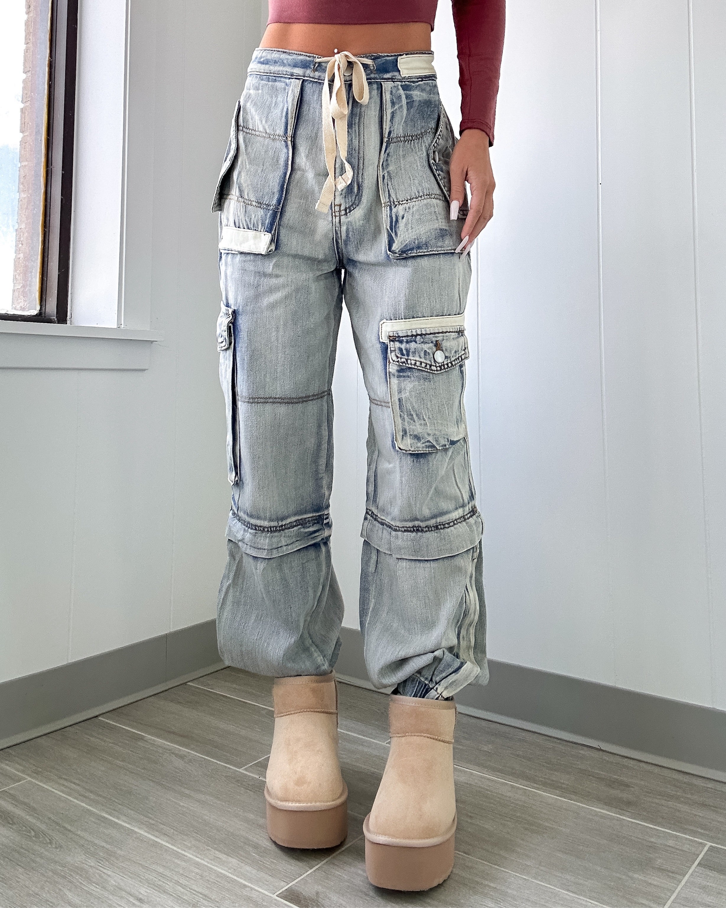 Ellie Denim Joggers - Acid Wash