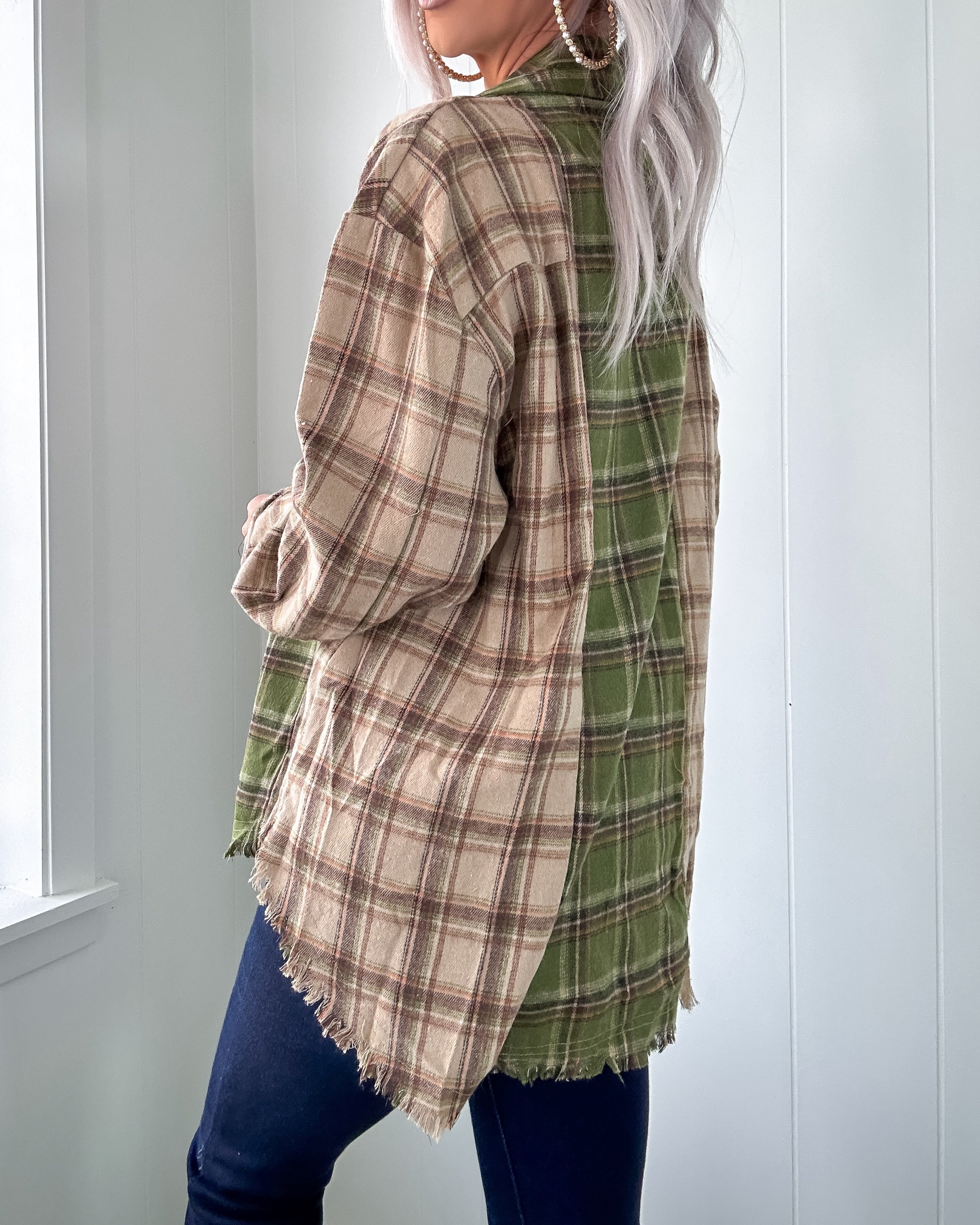 Popping Plaid Button Down Top - Brown