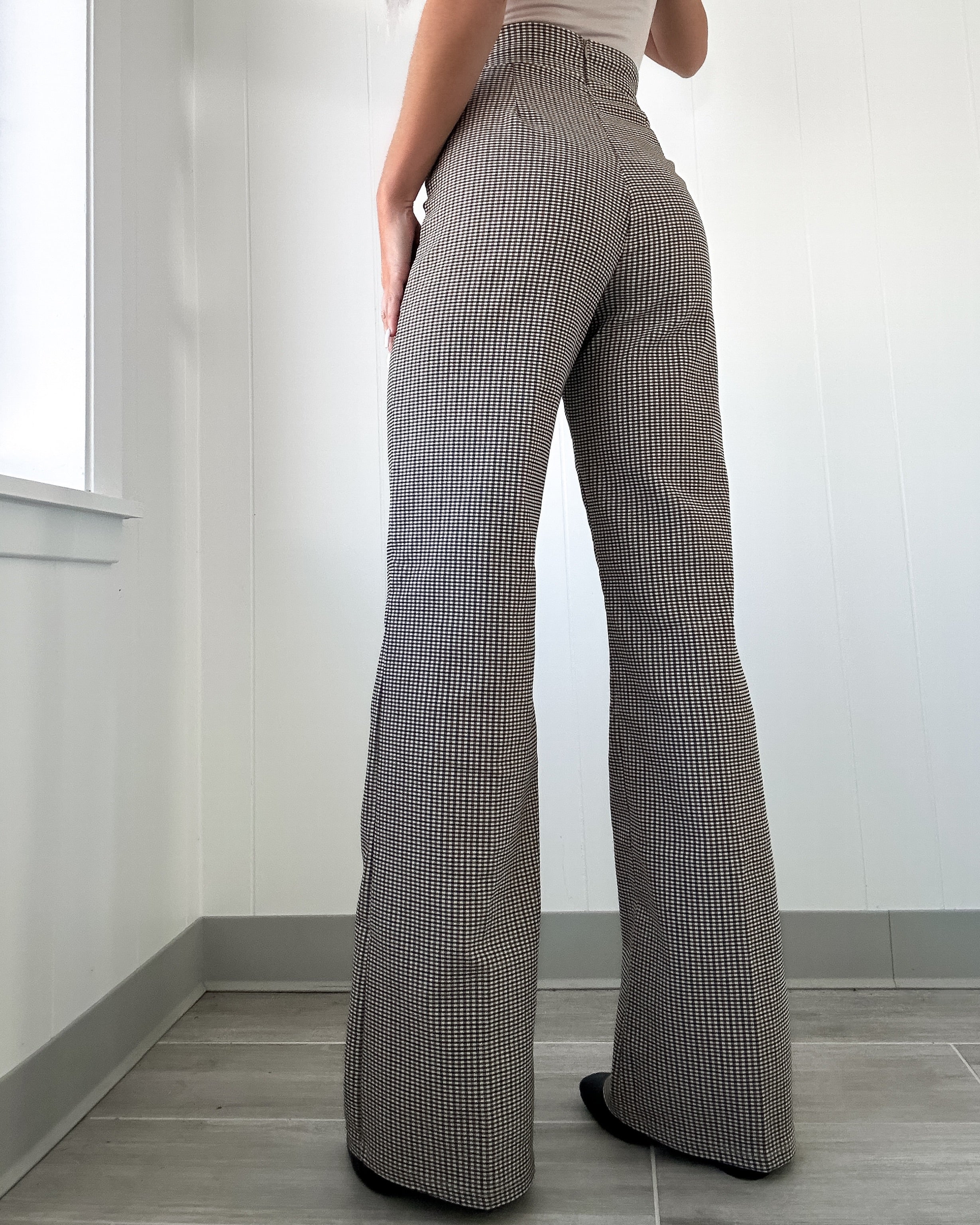 Hailey Plaid Pants - Brown Combo