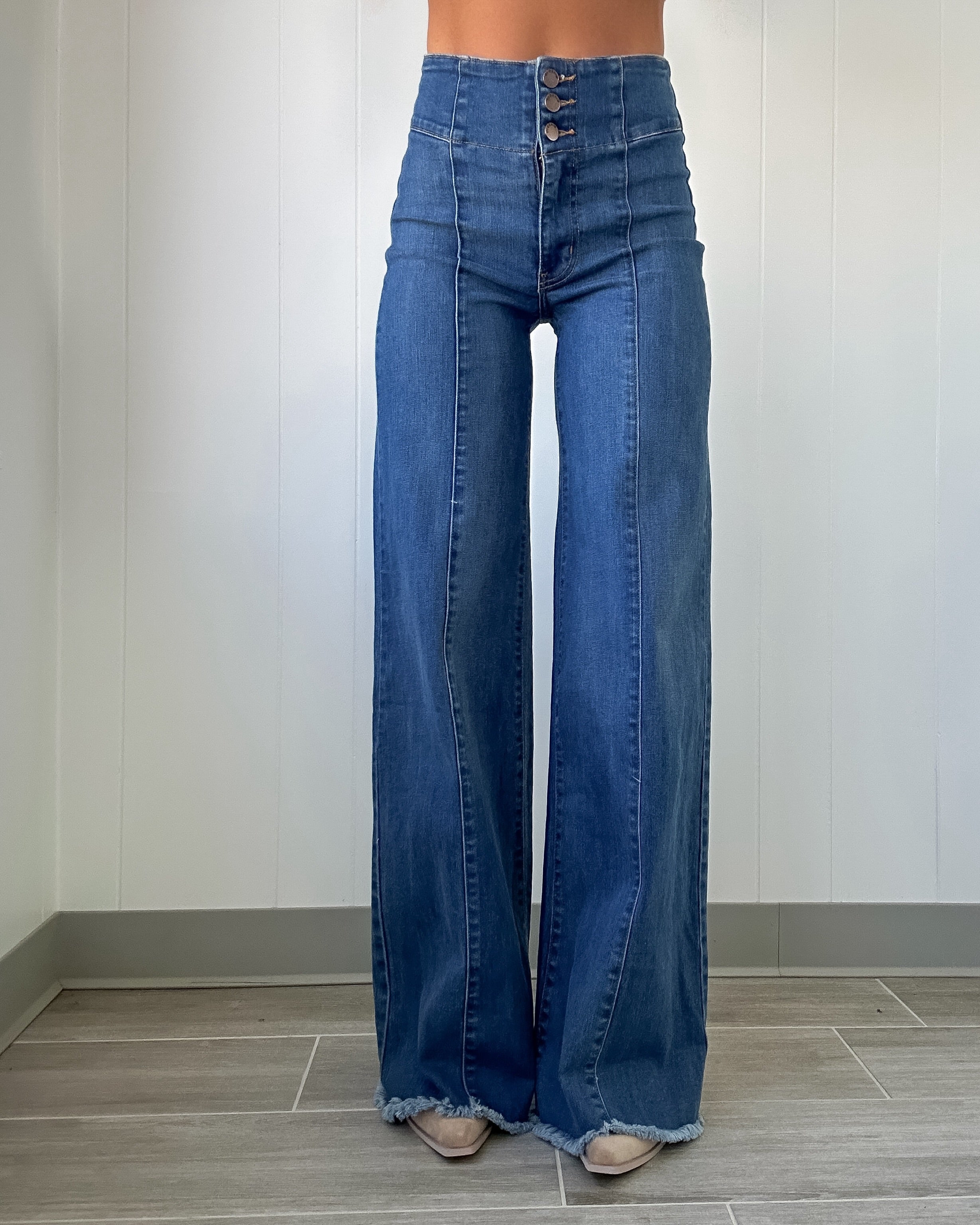 Jessie Wide Leg Jeans - Medium Wash