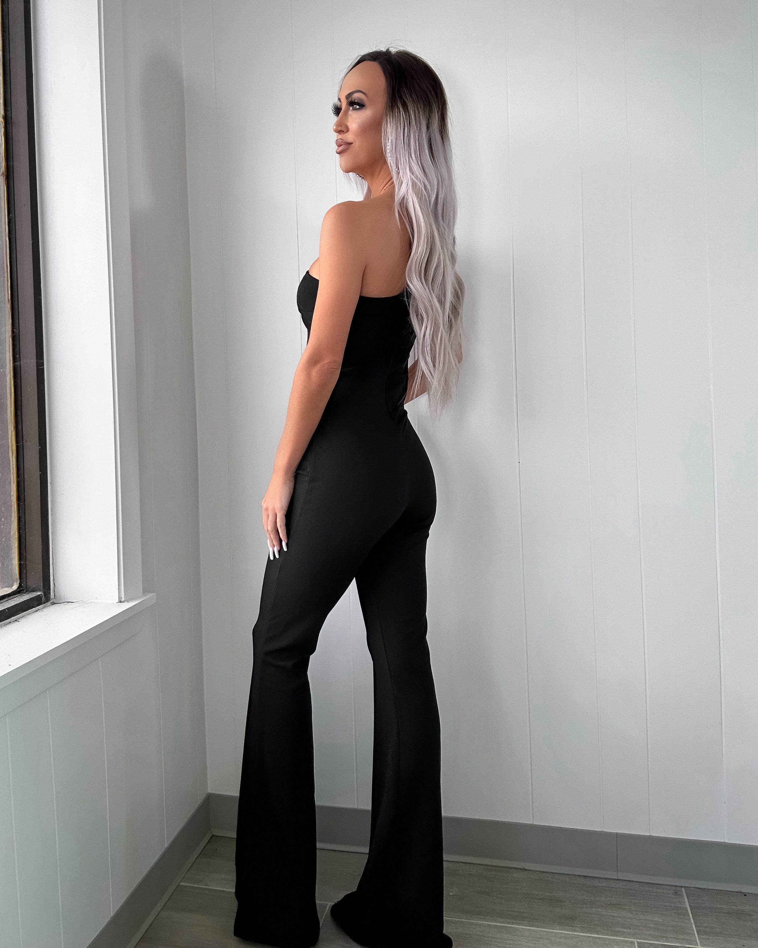 Enchanted One Shoulder Cutout Jumpsuit - Black