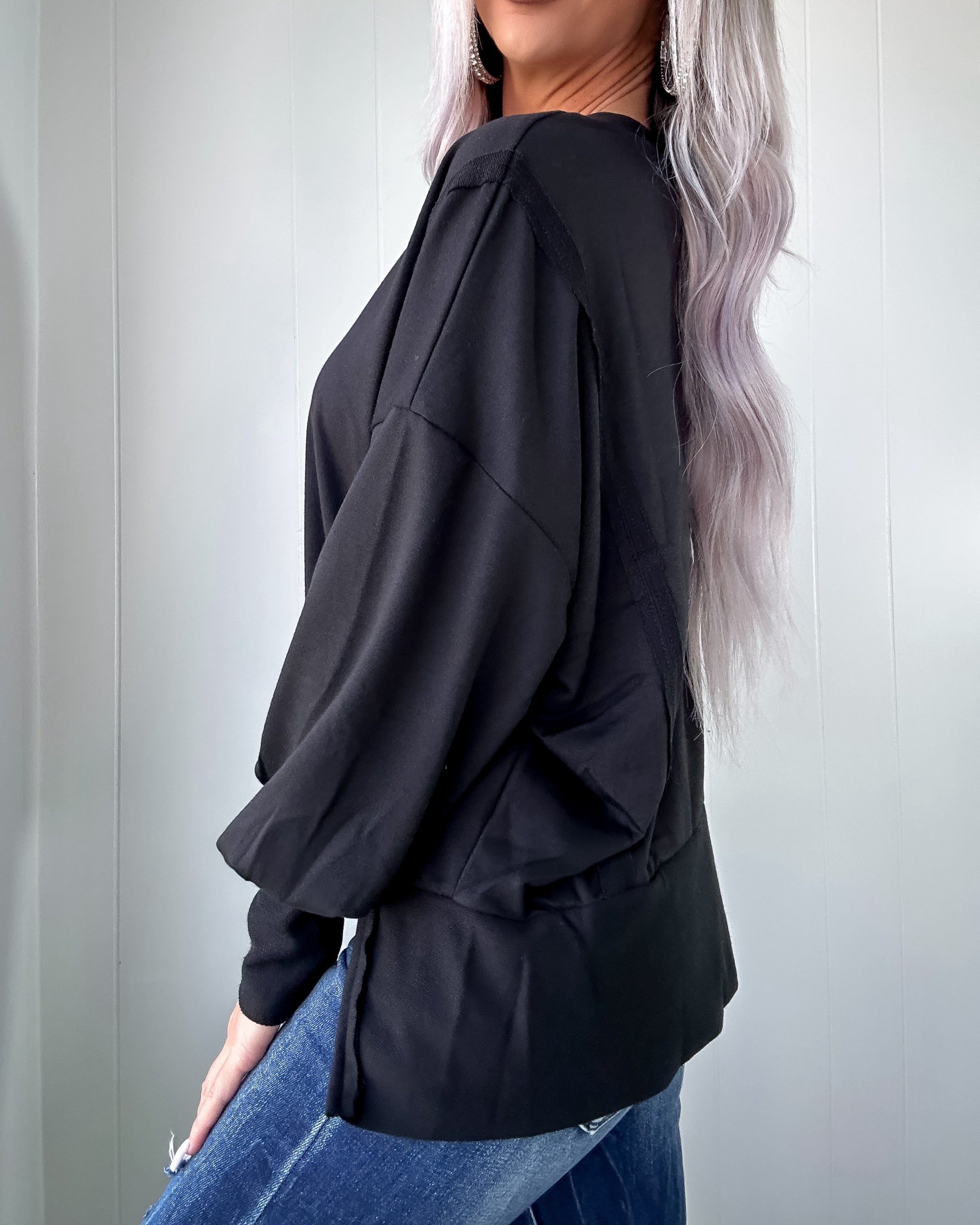 DOORBUSTER Black Side Slit Sweatshirt