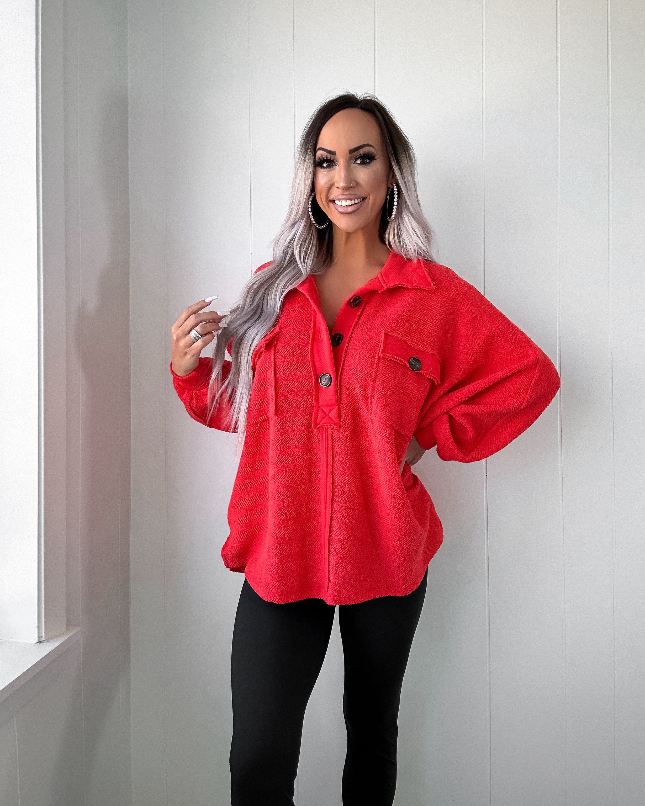 Fireside Feels French Terry Top - Red