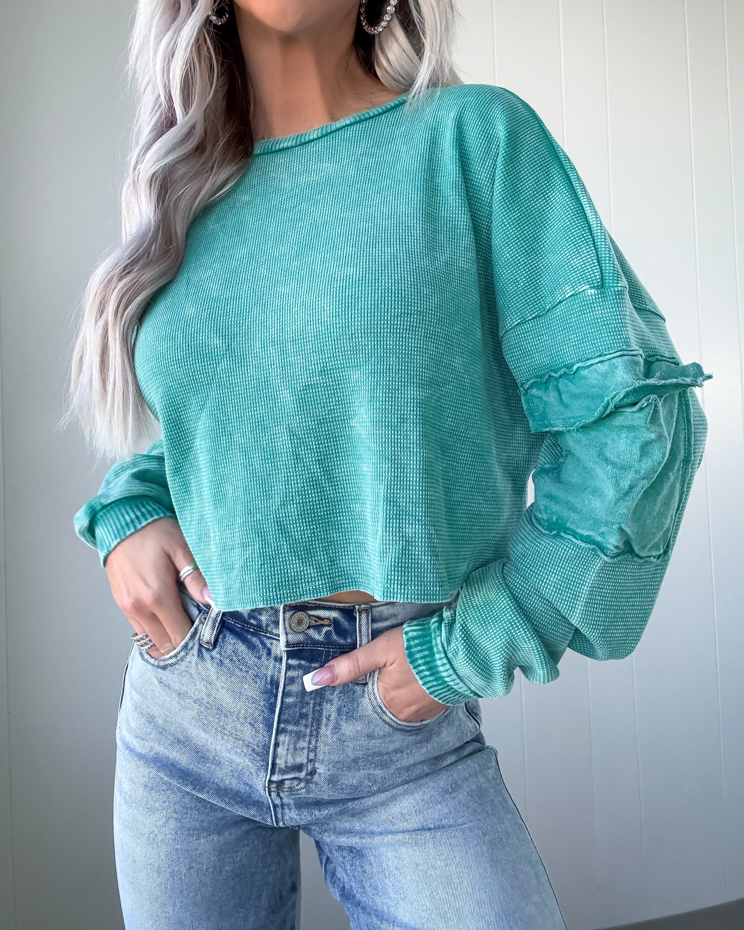 Floret Drift Mineral Washed Top - Jade